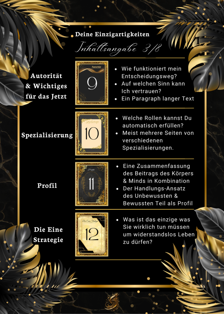 Inhaltsangabe der Einzigartigkeiten Seite 3