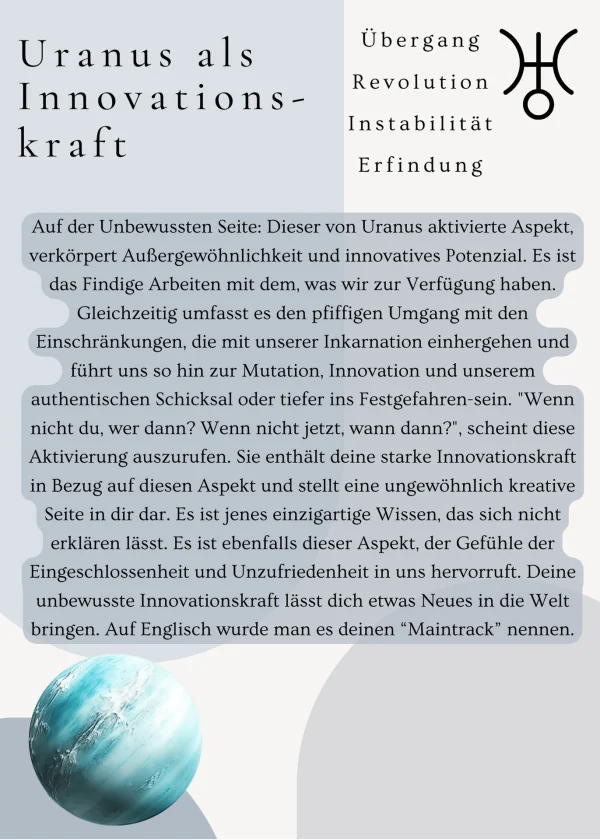 Unbewusste Innovationskraft - Derivat des Uranus [24/26 Lebensbereiche]